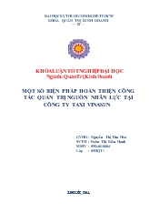 Đề tài Một số biện pháp hoàn thiện công tác quản trị nguồn nhân lực tại công ty Taxi Vinasun