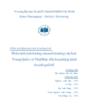 Đề tài Phân tích ảnh hưởng của môi trường văn hoá Trung Quốc và Nhật Bản đến hoạt động kinh doanh quốc tế