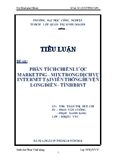Đề tài Phân tích chiến lược marketing – mix trong dịch vụ internet tại viễn thông huyện Long Điền – tỉnh Bà Rịa Vũng Tàu