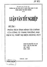 Đề tài Phân tích tình hình tài chính của công ty TNHH thương mại dịch vụ thiết bị điện Hoàng Huy