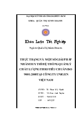 Đề tài Thực trạng và một số giải pháp nhằm duy trì hệ thống quản lý chất lượng theo tiêu chuẩn ISO 9001:2008 tại công ty unigen Việt Nam