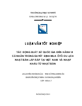 Luận văn Tác động xuất xứ quốc gia đến hành vi cá nhân trong quyết định mua ôtô du lịch nhật bản lắp ráp tại Việt Nam và nhập khẩu từ Nhật Bản