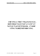 Thực trạng nợ xấu, biện pháp ngăn ngừa và xử lý nợ xấu tại vietinbank – cn khu công nghiệp Bình Dương
