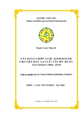 Luận văn Xây dựng chiến lược kinh doanh cho nhà máy xay xát tân Mỹ Hưng giai đoạn 2006 - 2010 - Phạm Bảo Thạch