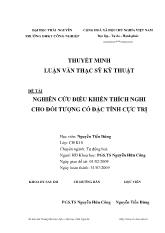 Đề tài Nghiên cứu điều khiển thích nghi cho đối tượng có đặc tính cực trị