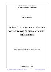 Đề tài Nhân tử lagrange và điểm yên ngựa trong tối ưu đa mục tiêu không trơn