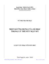 Luận văn Một số ứng dụng của số học trong lý thuyết mật mã