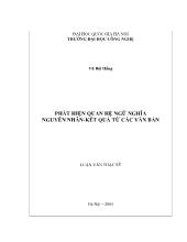 Đề tài Phát hiện quan hệ ngữ nghĩa nguyên nhân-Kết quả từ các văn bản