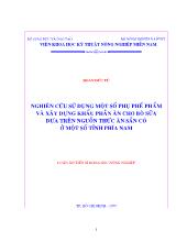 Luận án Nghiên cứu sử dụng một số phụ phế phẩm và xây dựng khẩu phần ăn cho bò sữa dựa trên nguồn thức ăn sẵn có ở một số tỉnh Phía Nam