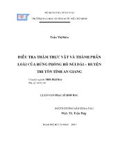 Luận văn Điều tra thảm thực vật và thành phần loài của rừng phòng hộ Núi Dài – huyện Tri Tôn tỉnh An Giang