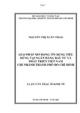 Luận văn Giải pháp mở rộng tín dụng tiêu dùng tại ngân hàng đầu tư và phát triển Việt Nam chi nhánh thành phố Hồ Chí Minh