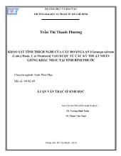 Luận văn Khảo sát tính thích nghi của cây hoàng lan [cananga odorata (lam.) hook. f. et thomson] tạo được từ các kỹ thuật nhân giống khác nhau tại tỉnh Bình Phước
