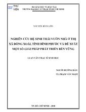 Luận văn Nghiên cứu hệ sinh thái vườn nhà ở thị xã Đồng Xoài, tỉnh Bình Phước và đề xuất một số giải pháp phát triển bền vững