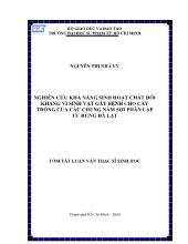 Luận văn Nghiên cứu khả năng sinh hoạt chất đối kháng vi sinh vật gây bệnh cho cây trồng của các chủng nấm sợi phân lập từ rừng Đà Lạt