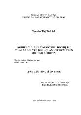 Luận văn Nghiên cứu xử lý nước thải đô thị từ cống xả Nguyễn Biểu, quận 5, thành phố Hồ Chí Minh trên mô hình aeroten