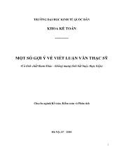 Một số gợi ý về viết Luận văn thạc sỹ
