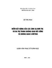 Luận văn Điểm bất động của các ánh xạ đơn trị và đa trị trong không gian đối xứng và không gian o-Mêtric