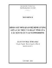 Luận văn Khảo sát mối quan hệ định lượng giữa cấu trúc và hoạt tính của các dẫn xuất n-Acylpiperidine