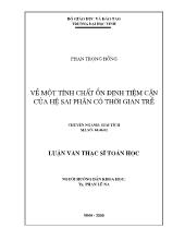 Luận văn Về một tính chất ổn định tiệm cận của hệ sai phân có thời gian trễ