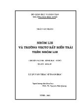 Luận văn Nhóm Lie và trường Vecter bất biến trái trên nhóm Lie