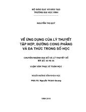 Luận văn Về ứng dụng của lý thuyết tập hợp, đường cong phẳng và đa thức trong số học