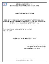 Luận văn Định hướng cho học sinh tự lực học tập trong dạy học chương “quang hình học”-Vật lý 11 trung học phổ thông ở nước Cộng Hòa Dân Chủ Nhân Dân Lào