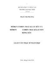 Luận văn MôĐun CoHen - MaCuLay và MôĐun CoHen - MaCuLay suy rộng dãy