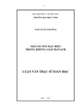 Luận văn Một só nón đặc biệt trong không gian Banach