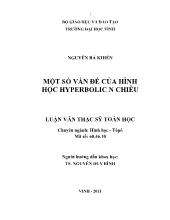 Luận văn Một số vấn đề của hình học Hiperbolic n chiều