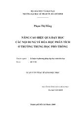 Luận văn Nâng cao hiệu quả dạy học các nội dung về hóa học phân tích ở trường trung học phổ thông