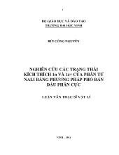 Luận văn Nghiên cứu các trạng thái kích thích 1n và 1z+ của phân tử của NALI bằng phương pháp phổ đán dấu phân cực