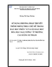 Luận văn Sử dụng phương pháp thuyết trình nhóm theo chủ đề trong dạy học phần 