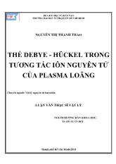 Luận văn Thế debye - Hückel trong tương tác iôn nguyên tử của plasma loãng