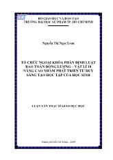 Luận văn Tổ chức ngoại khóa phần định luật bảo toàn động lượng – vật lí 10 nâng cao nhằm phát triển tư duy sáng tạo học tập của học sinh