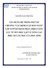 Luận văn Xây dựng hệ thống bài tập chương “các định luật bảo toàn” lớp 10 phổ thông trung học nhằm phát triển năng lực tư duy độc lập và nâng cao hiệu quả tự học của học sinh