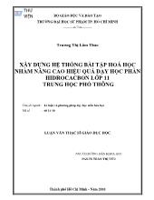 Luận văn Xây dựng hệ thống bài tập hoá học nhằm nâng cao hiệu quả dạy học phần hidrocacbon lớp 11