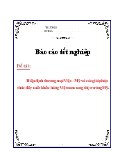 Đề tài Bàn về hiệp định thương mại Việt – Mỹ và các giải pháp thúc đẩy xuất khẩu hàng Việt nam sang thị trường Mỹ