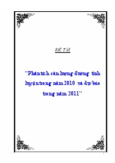Đề tài Phân tích sản lượng đường tinh luyện trong năm 2010 và dự báo trong năm 2011