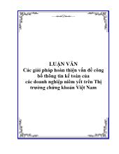 Đề tài Tìm hiểu các giải pháp hoàn thiện vấn đề công bố thông tin kế toán của các doanh nghiệp niêm yết trên Thị trường chứng khoán Việt Nam
