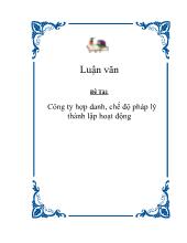 Luận văn Về công ty hợp danh, chế độ pháp lý thành lập hoạt động