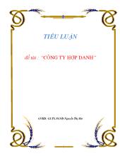 Tiểu luận Công ty hợp danh:  Luật Doanh nghiệp Việt Nam năm 2005