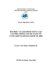 Luận văn Bài học và giải pháp nâng cao vai trò thông tin kế toán từ cuộc khủng hoảng kinh tế 2008