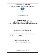 Luận văn Chính sách cổ tức của các công ty niêm yết trên thị trường chứng khoán Việt Nam