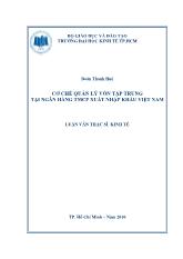 Luận văn Cơ chế quản lý vốn tập trung tại ngân hàng thương mại cổ phần xuất nhập khẩu Việt Nam