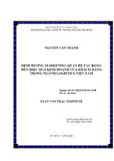 Luận văn Định hướng Marketing quan hệ tác động đến hiệu quả kinh doanh của khách hàng trong ngành Logistics Việt Nam
