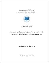Luận văn Giải pháp phát triển hiệu quả thị trường tín dụng bất động sản Việt Nam đến năm 2015