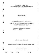 Luận văn Phát triển cho vay tiêu dùng tại các ngân hàng thương mại trên địa bàn tỉnh Tiền Giang