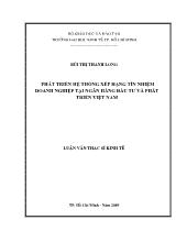 Luận văn Phát triển hệ thống xếp hạng tín nhiệm doanh nghiệp tại ngân hàng đầu tư và phát triển Việt Nam