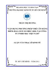 Luận văn Vận dụng phương pháp thẻ cân bằng điểm (Balance Scorecard) tại công ty TNHH MSC Việt Nam