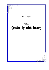 Đồ án Hệ thống “Quản lý nhà hàng @”